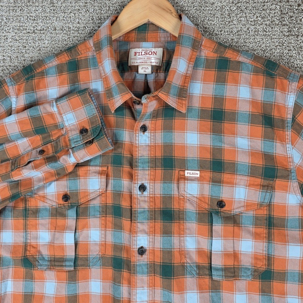 Filson Mens XL Plaid Lightweight Alaskan Guide Flannel Button Shirt Long Sleeve